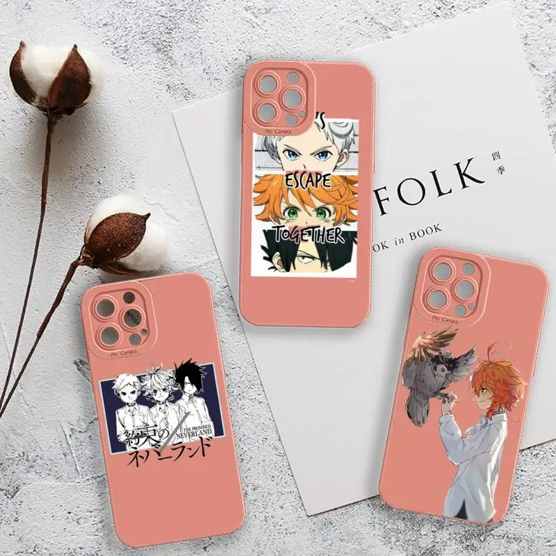 

The Promised Neverland anime Camera Lens Liquid Silicone Phone Case For iPhone 13 12 11 Pro MAX Mini X XS XR 7 8 Plus