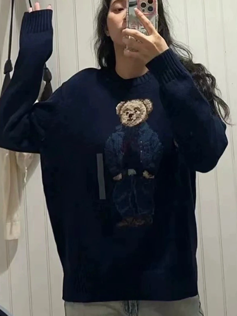 СВИТЕР Little Bear осень/зима новый Удобный Повседневный синий свитер из чистого