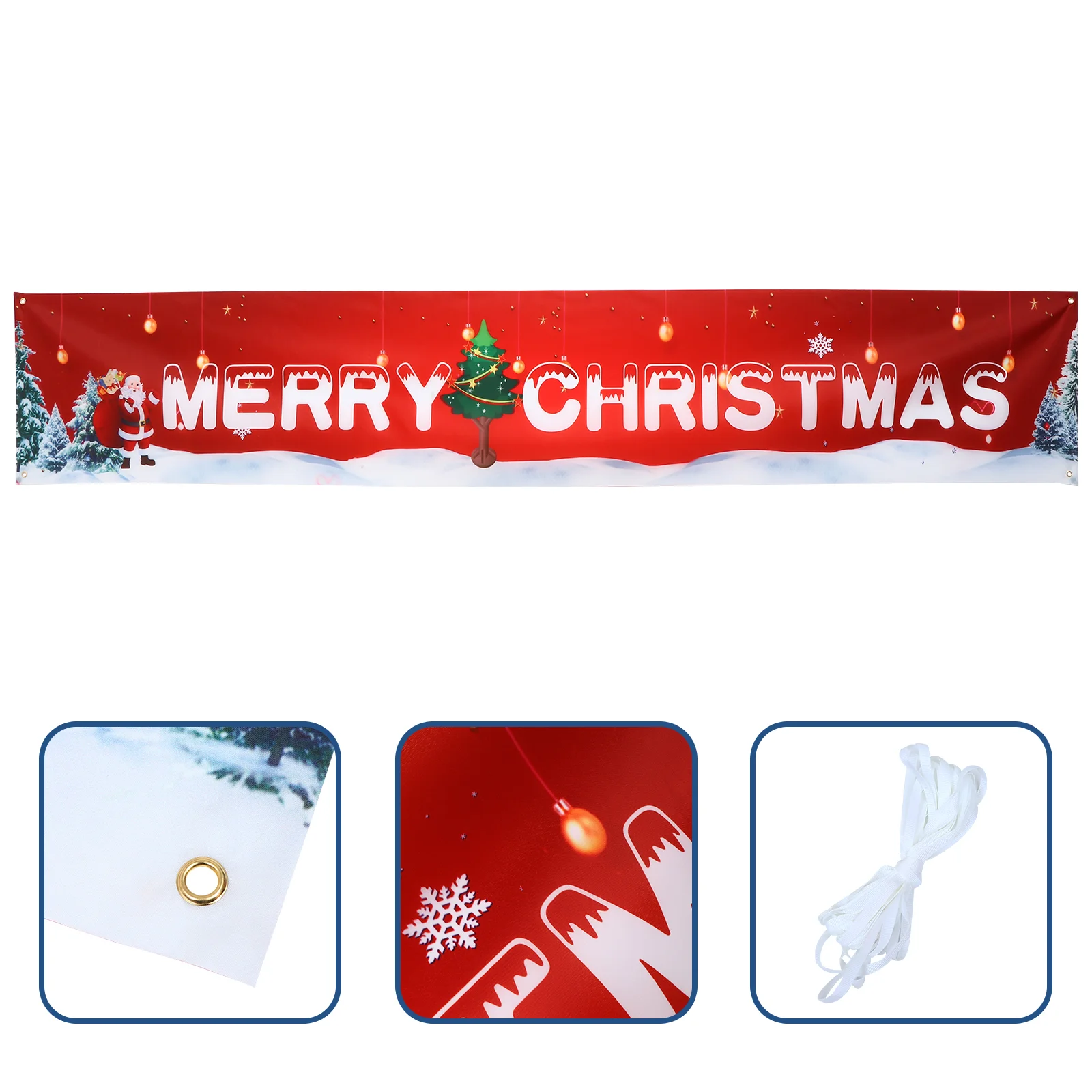 

Christmas Banner Outdoor Merry Decorations Background Sign Hanging Party Flag Tree Garlanddoor Theme Red Streamer Huge Happy