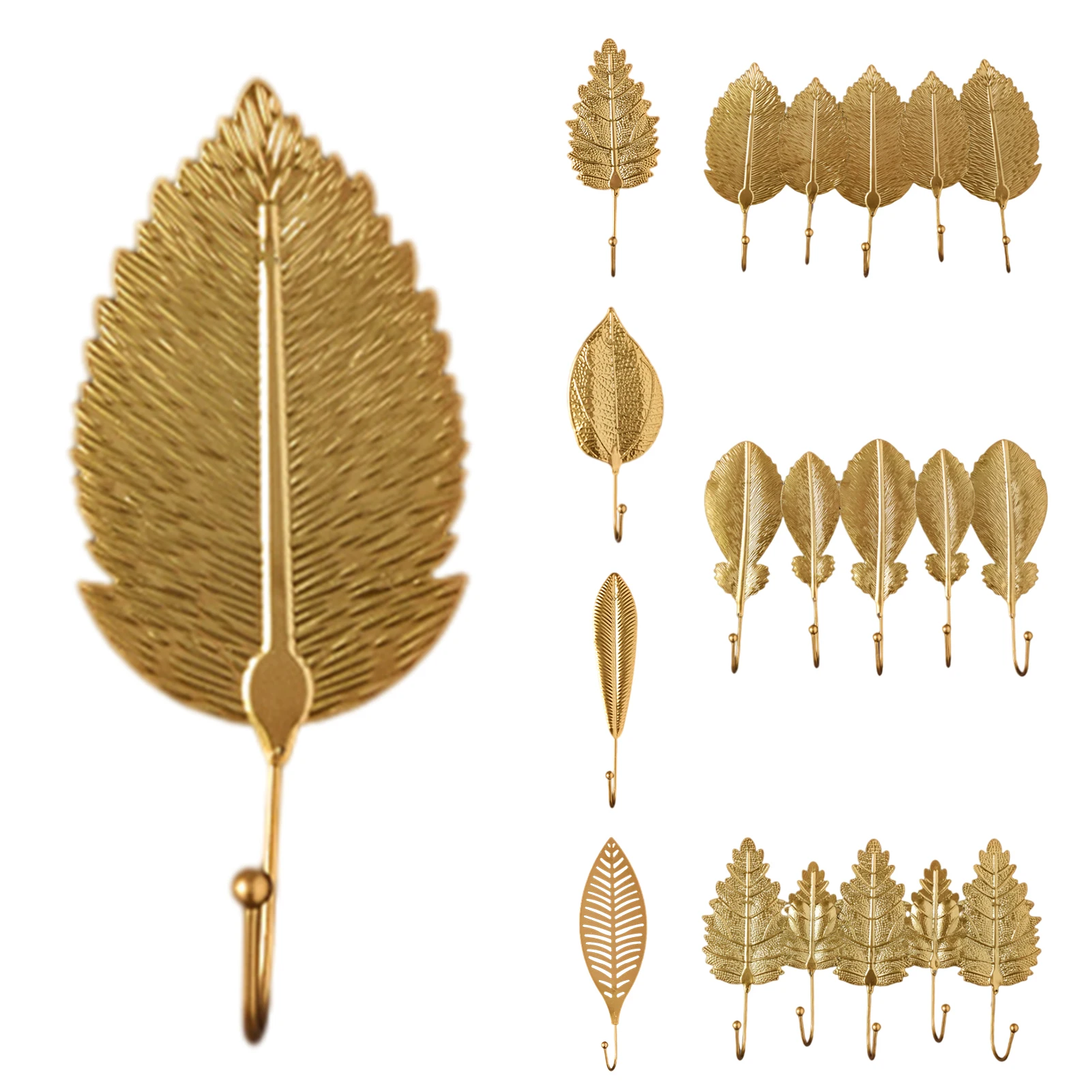 

Metal Leaf Shape Hook Door Wall Clothes Hanger Storage Rack Wall Mounted Decorative Coat Hook Hanging Decor Home Decorations