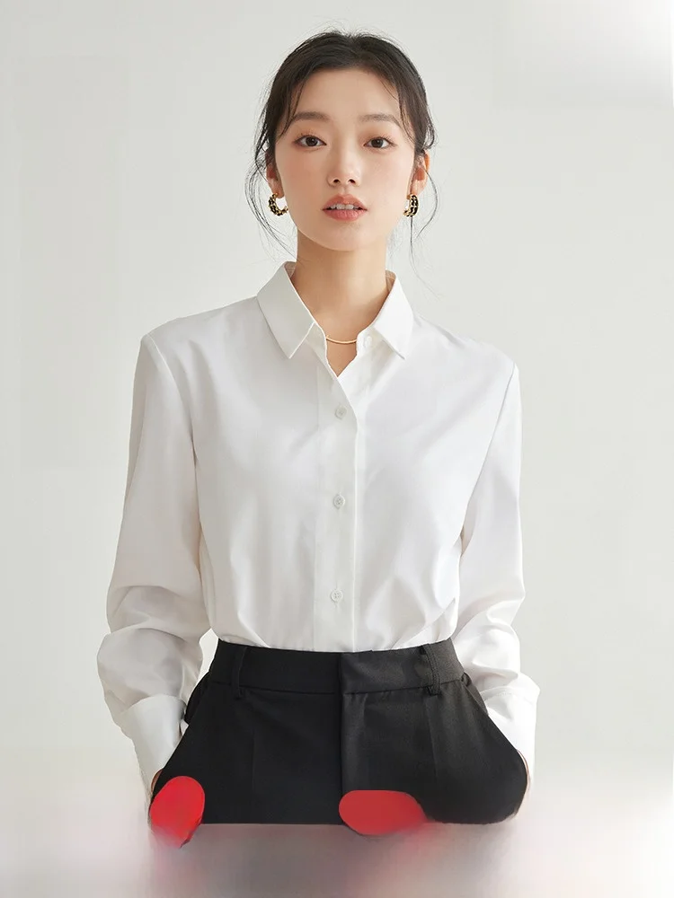 Dajiashi-Civil Servant Interview Guest look White Career Shirts Women Business Basic Office Commuter Shirt