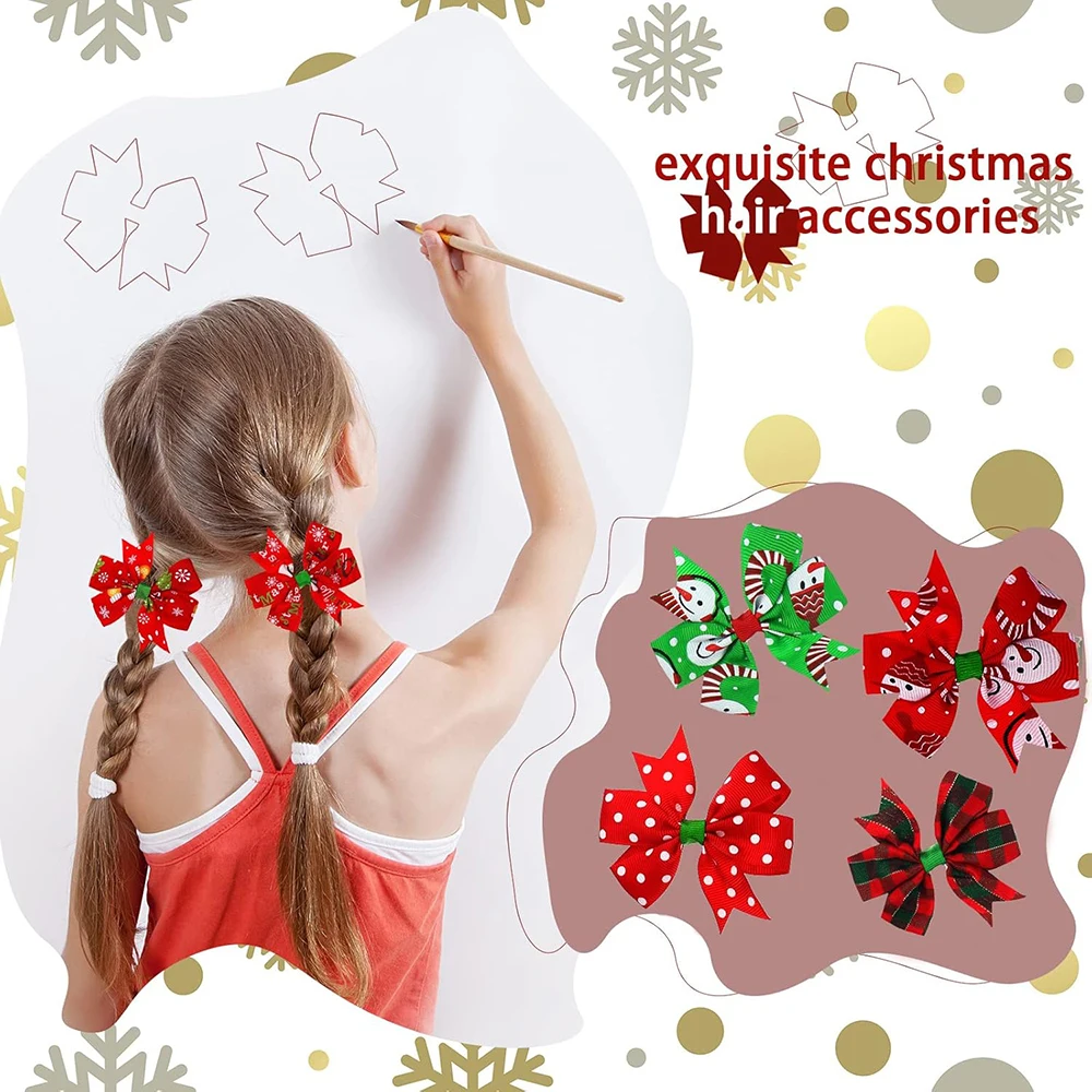 2 шт. рождественские банты для волос заколки девочек аксессуары красочные