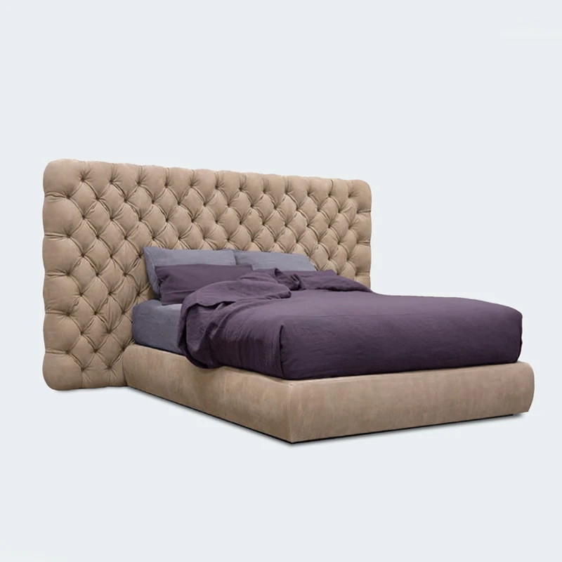 

Italian minimalist leather bed 1.8m double bed master bedroom 1.5m modern simple light luxury soft princess bed