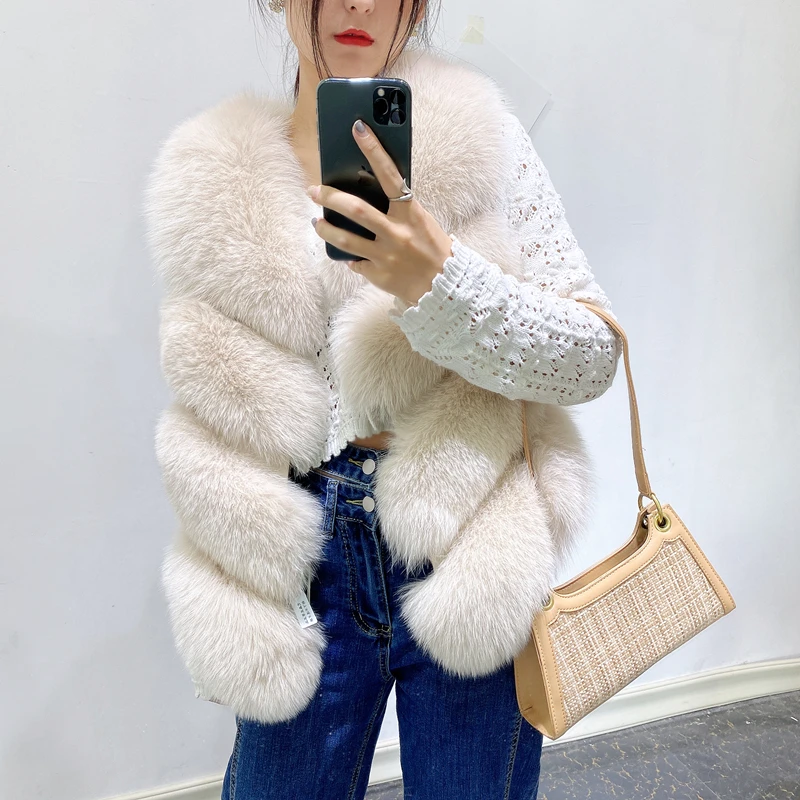 Luxury Real Fox Fur Vest Women Real Natural Fox Fur Vest Coat Real Fox Fur Jacket Fashion Warm Thicken Fur Outwear For Women 7XL