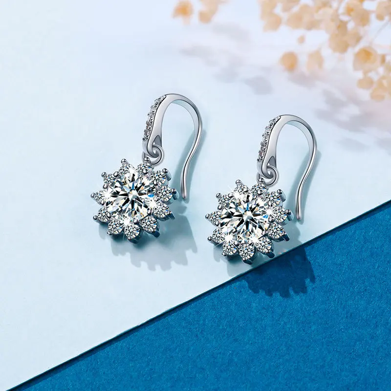 Sunflower Moissanite Women Accessories Earings Original and Funny Earrings Stainless Steel Earring Fashion Jewelry