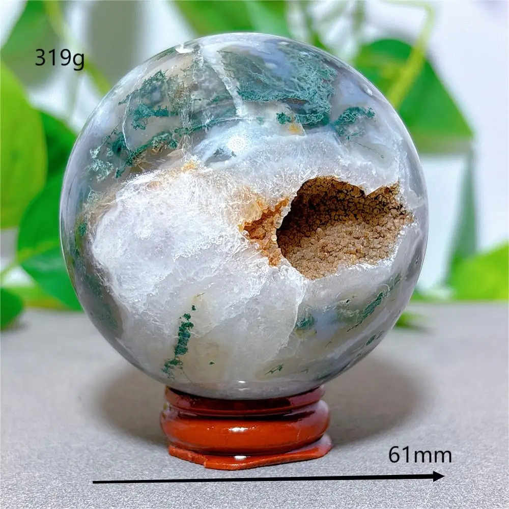 

Натуральный мох агат с подставкой