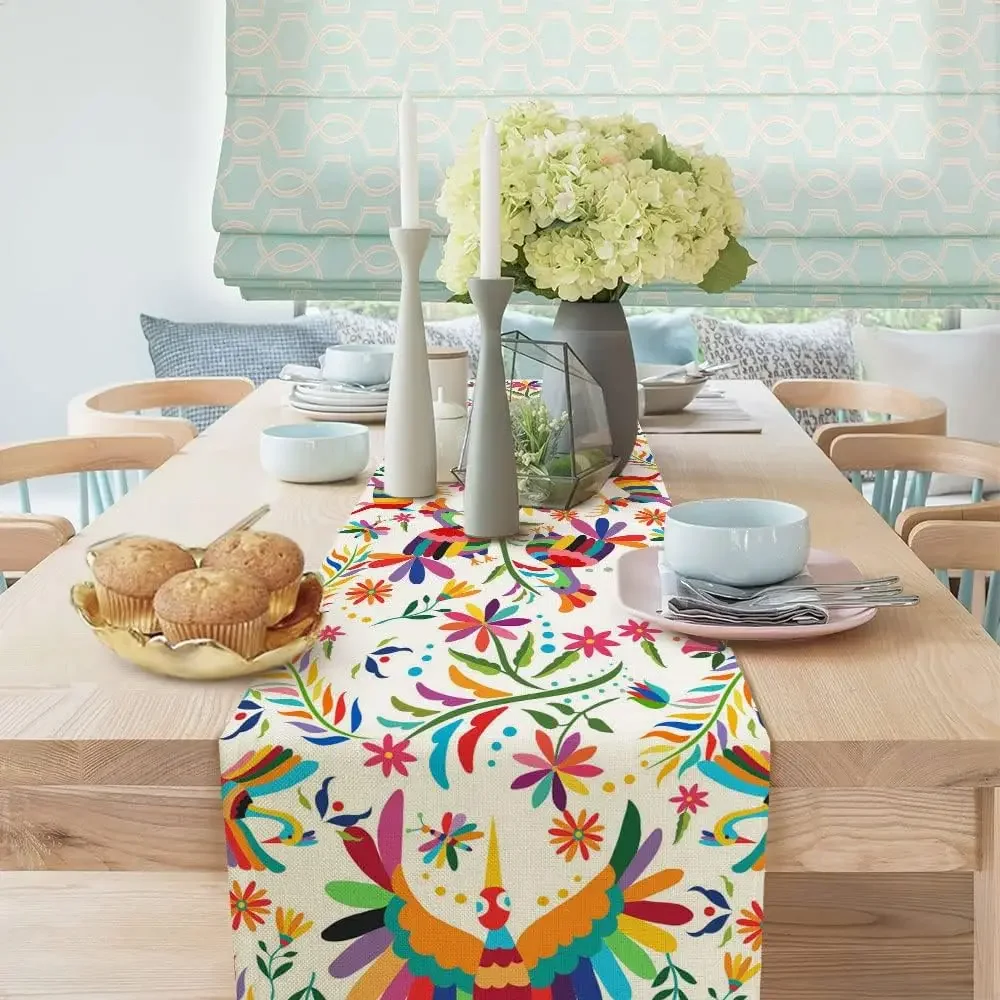 Льняная настольная дорожка мексиканского дня мертвецов s комод шарф