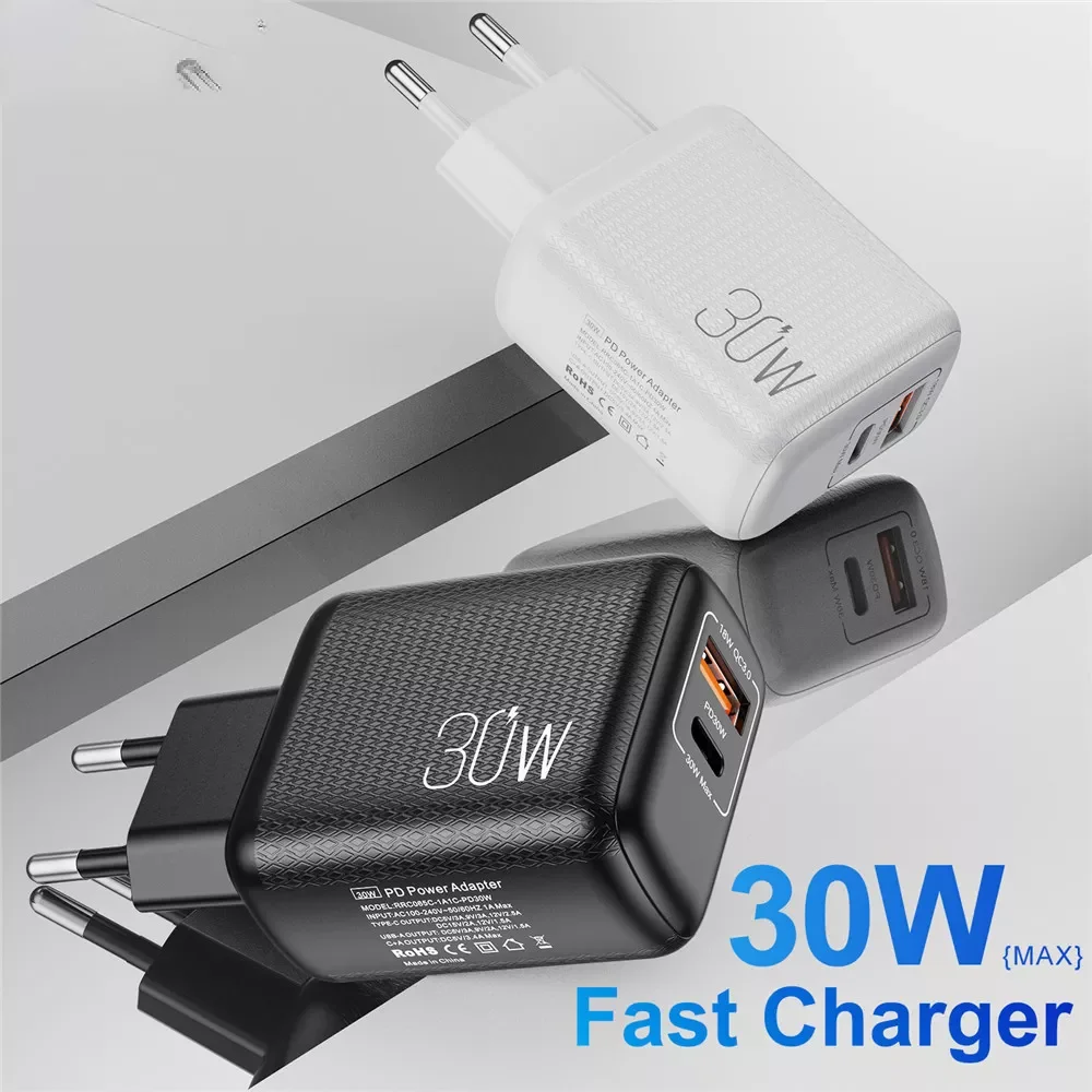 

NEW2023 PD 30W USB C Quick Charge PD QC 3.0 Type C Fast Charging 12 Pro redmi Wall Mobile Charger