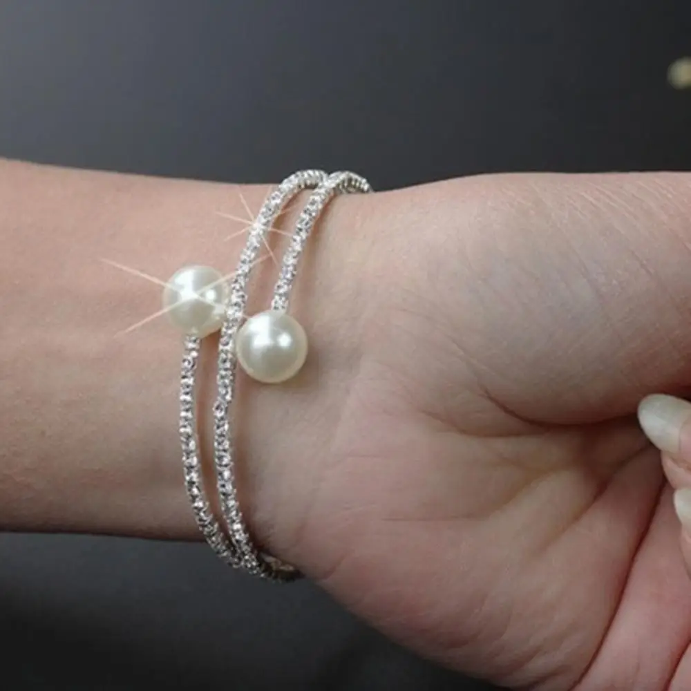 

Браслет-манжета с искусственным жемчугом, позолоченный