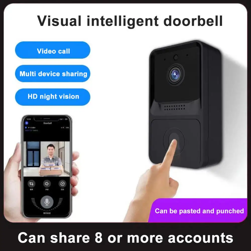 Wireless Intelligent Doorbell Security Protection Smart Home Video HD Infrared Night Vision Cloud Storage Long Standby Doorbell