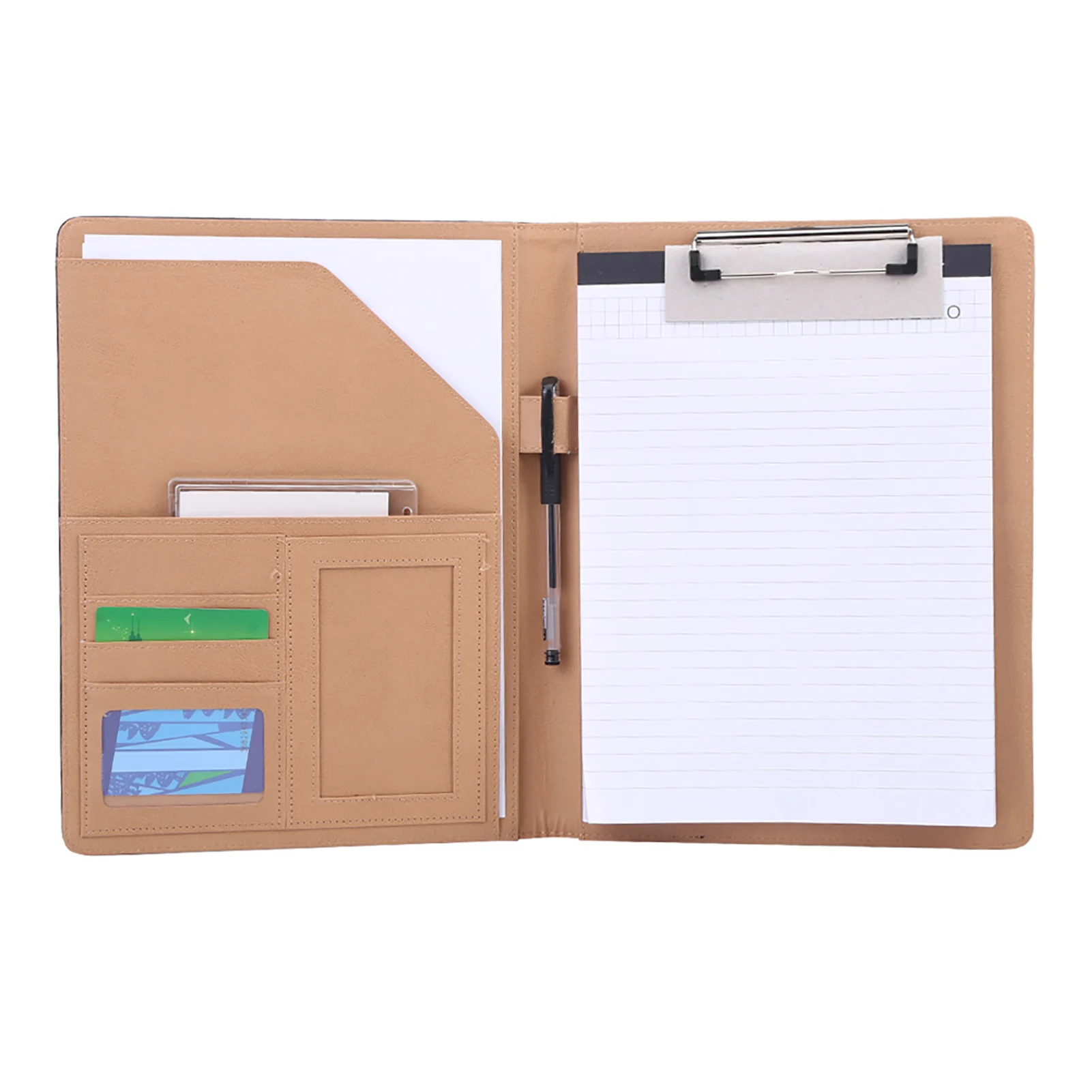 

Multifunctional A4 PU Business Document Conference Folder Organizer Case W/Card Slots Black