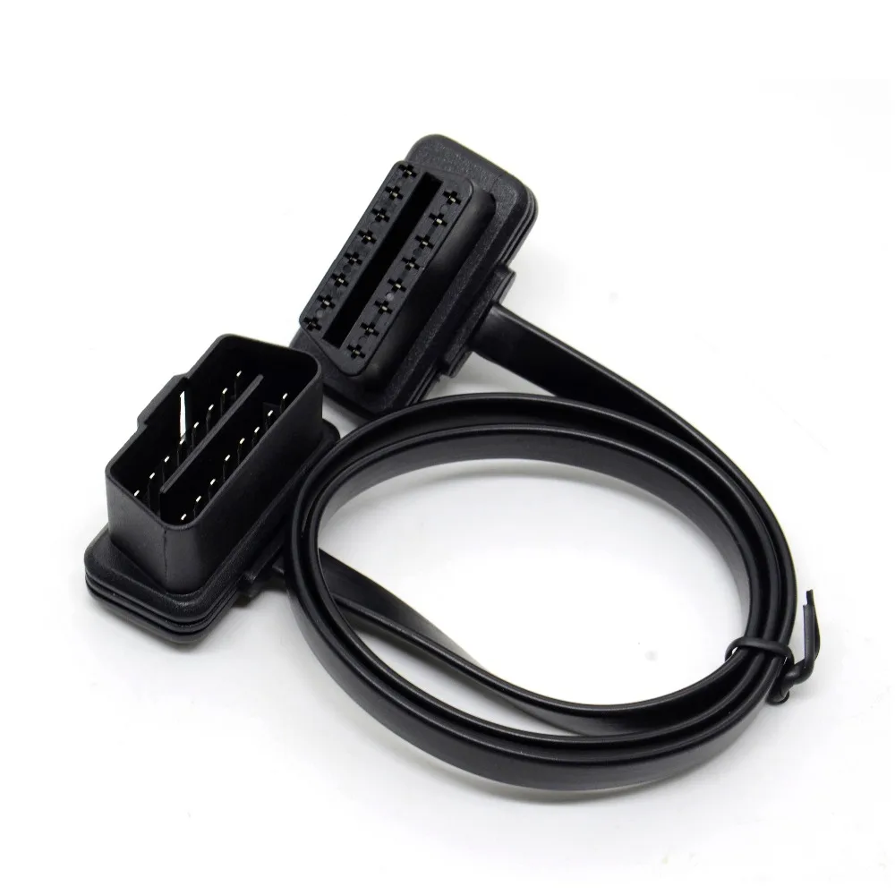 

OBD II 16 pin Flat Thin As Noodle OBDII OBD2 16Pin Male To Female Elbow OBD2 Extension Cable 16 pin