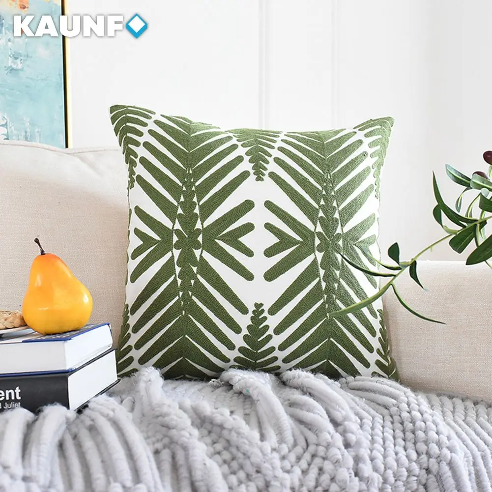 

KAUNFO Tropical Leaf Printed Cushion Cover Polyester Throw Pillows Sofa Home Decor Decoration 45x45cm Decorative Pillowcase