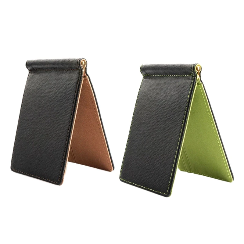 

2Pcs Faux Leather Slim Mens Credit Card Wallet Money Clip Contract Color Simple Design Burnished Edges Brand New Men Bifold Wall