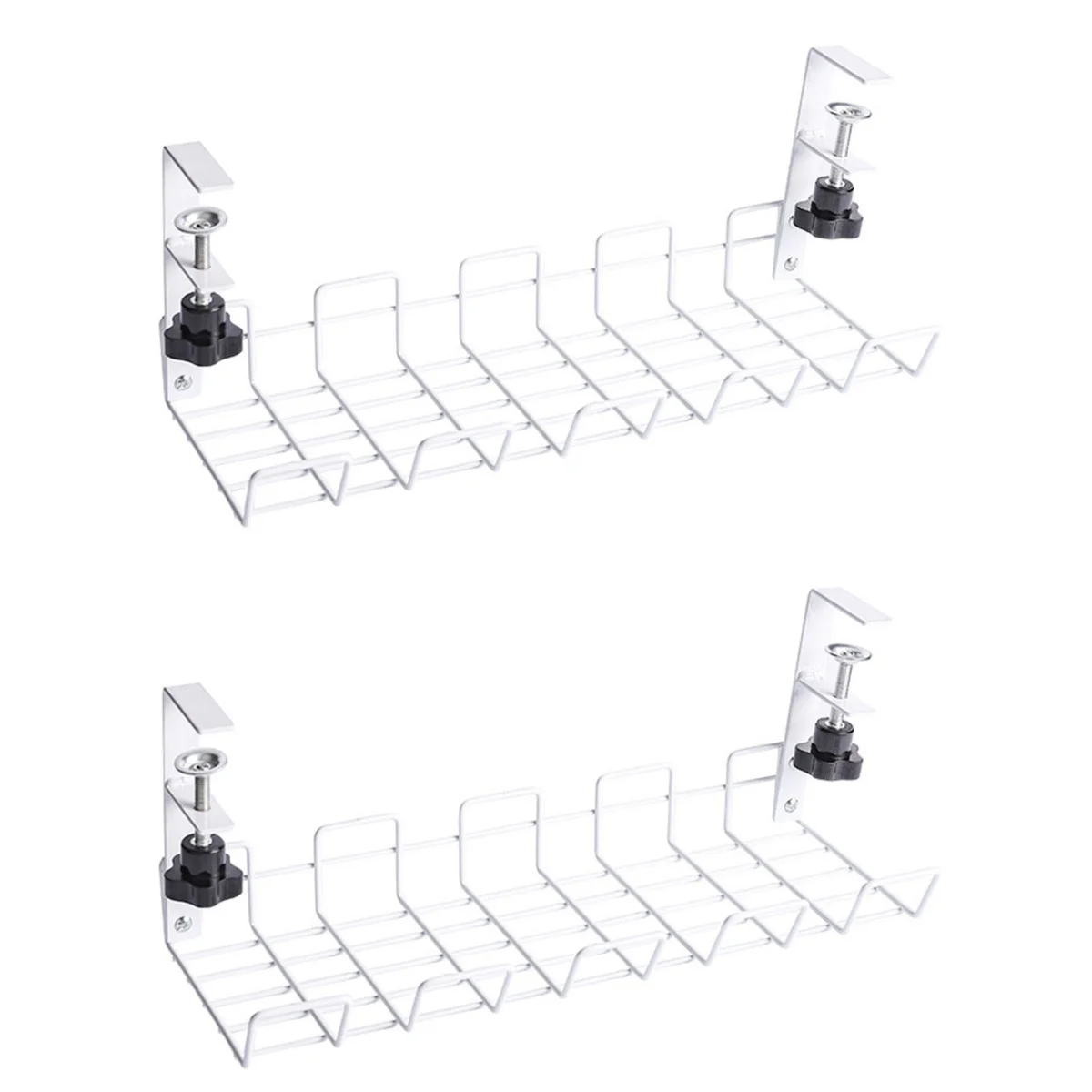 

2pcs Under Desk Cable Management Tray Carbon Steel Cable Organizer Cable Storage Rack