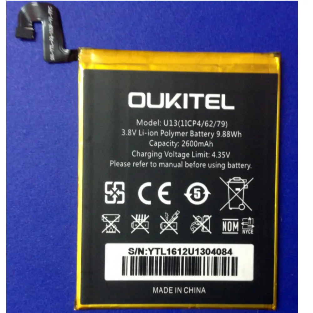 

Large Capacity Li-ion High quality Replacement Battery Authentic 2600mAh for Oukitel U13 Smart Phone