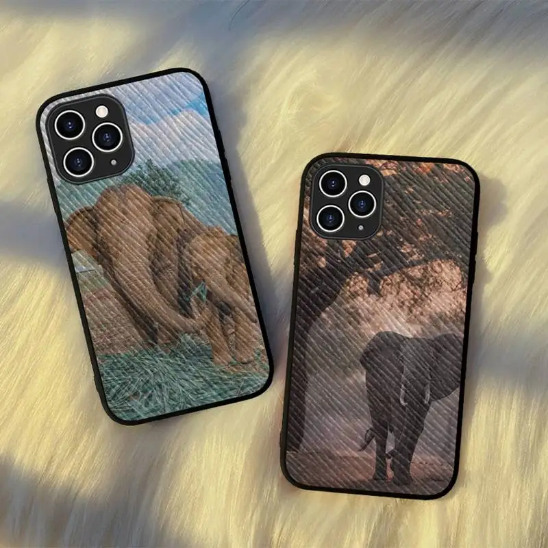 

YNDFCNB Animal Elephant Phone Case Hard Leather Case for iPhone 11 12 13 Mini Pro Max 8 7 Plus SE 2020 X XR XS Coque