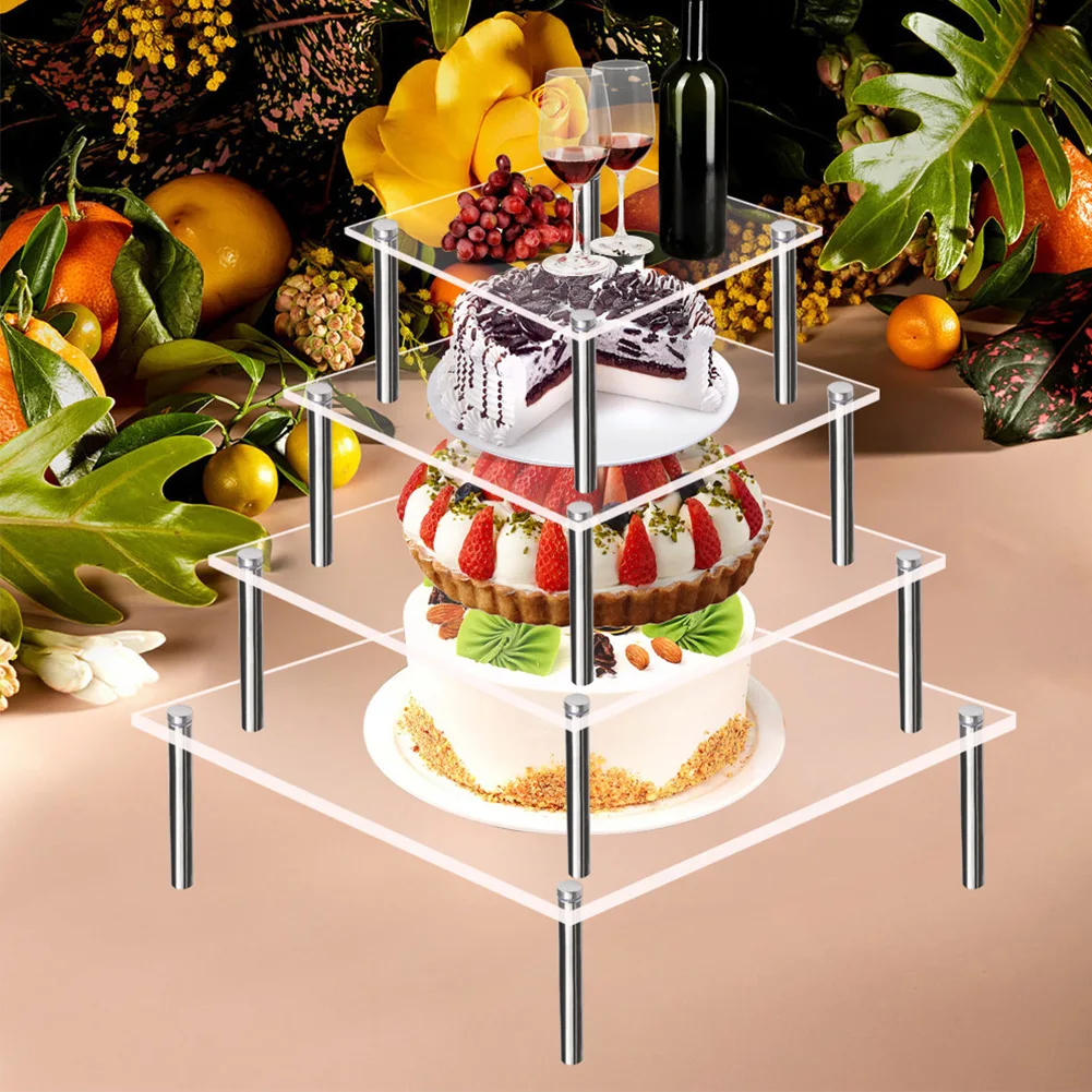 

1PC Acrylic Cake Stand Cupcake Stand Dessert Table Display Set Birthday Wedding Party S M L With 3.5cm Thin Advertising Nails
