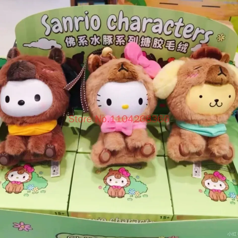 Фото Оригинальные игрушки Sanrio из серии «Капибара» с виниловыми лицами в формате «слепой коробки»: Куноми, Май Мелоди, Синнаморолл, подвески, милые куклы в подарок. №2