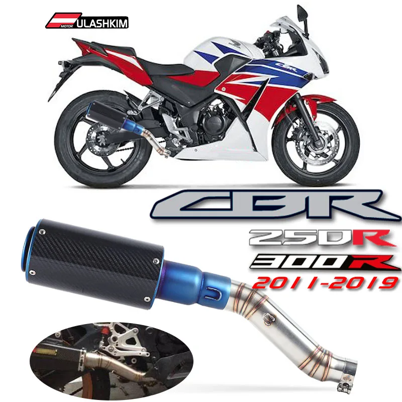 CBR300 CBR250R Slip On Exhaust For Honda CBR300 CBR250R 2011-2019 Motorcycle Muffler Escape Contact Middle Link Pipe Tube CBR250