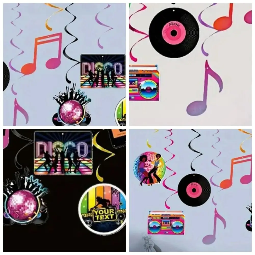 9 Шт. Украшения Для Дискотек Спиральные Виниловые Пластинки Подвески В Стиле