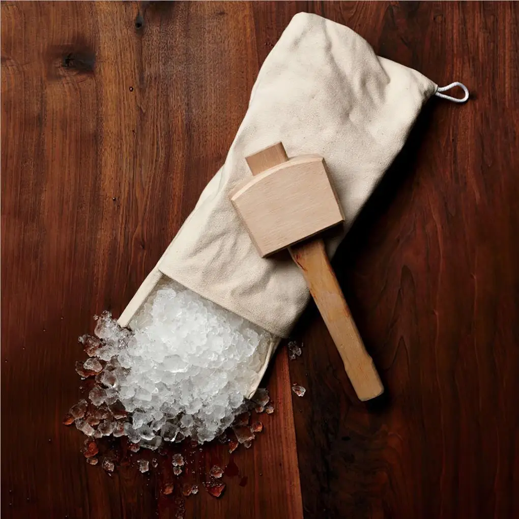 

Ice Shovel Cotton Bag Crusher Practical Wood Hammer Mallet Crushing Tool Set Bartender Kit Home Kitchen Bar Party Wedding