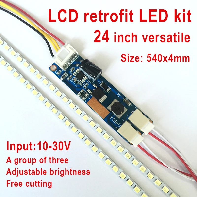 Led Backlight Strip Kit com Brilho Ajustável Retroiluminação Led Atualização 24in Wide Lcd Painel Ccfl Pcs 540 mm