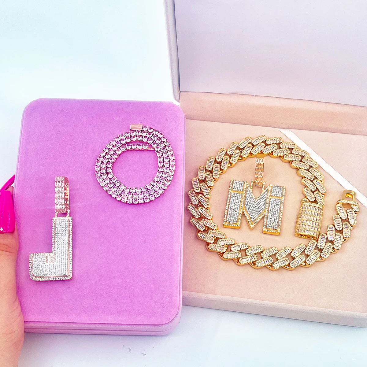 Drip Letter Jewelry Initial Necklace for Women Iced Out Gold Color Pendant Custom Name Plated Hip Hop