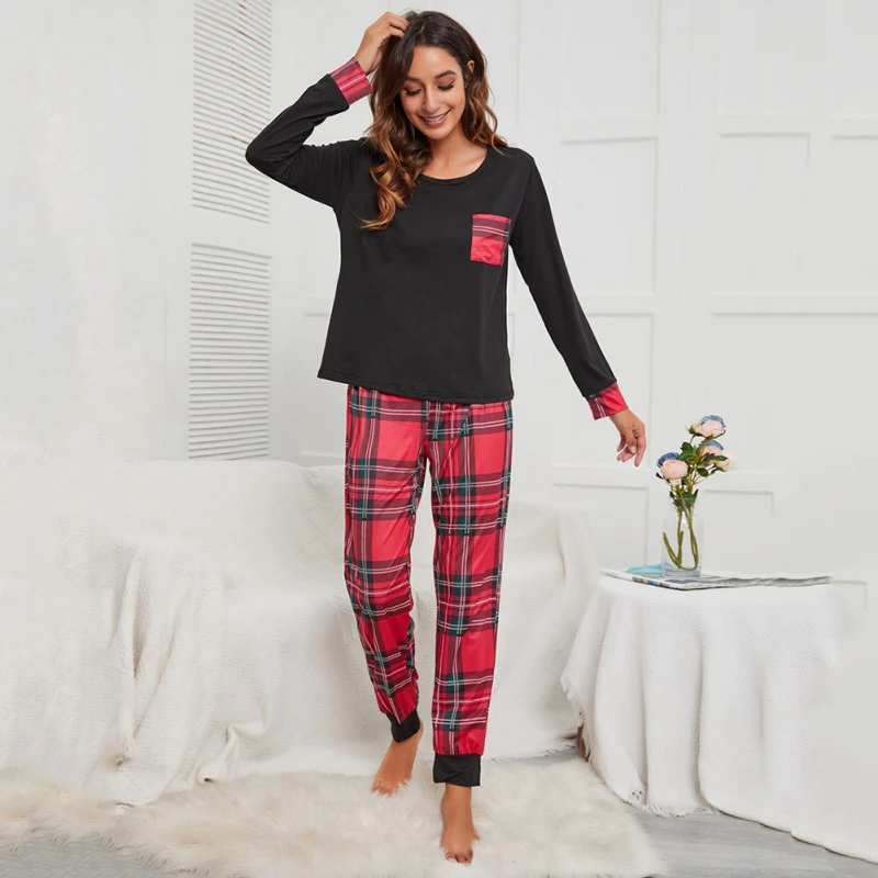 

Women's Solid Color Pajamas Spring Autumn Night Home Suit Pyjamas Sleepwear Nightwear Korean Style Cute Grid Pijamas Homewear