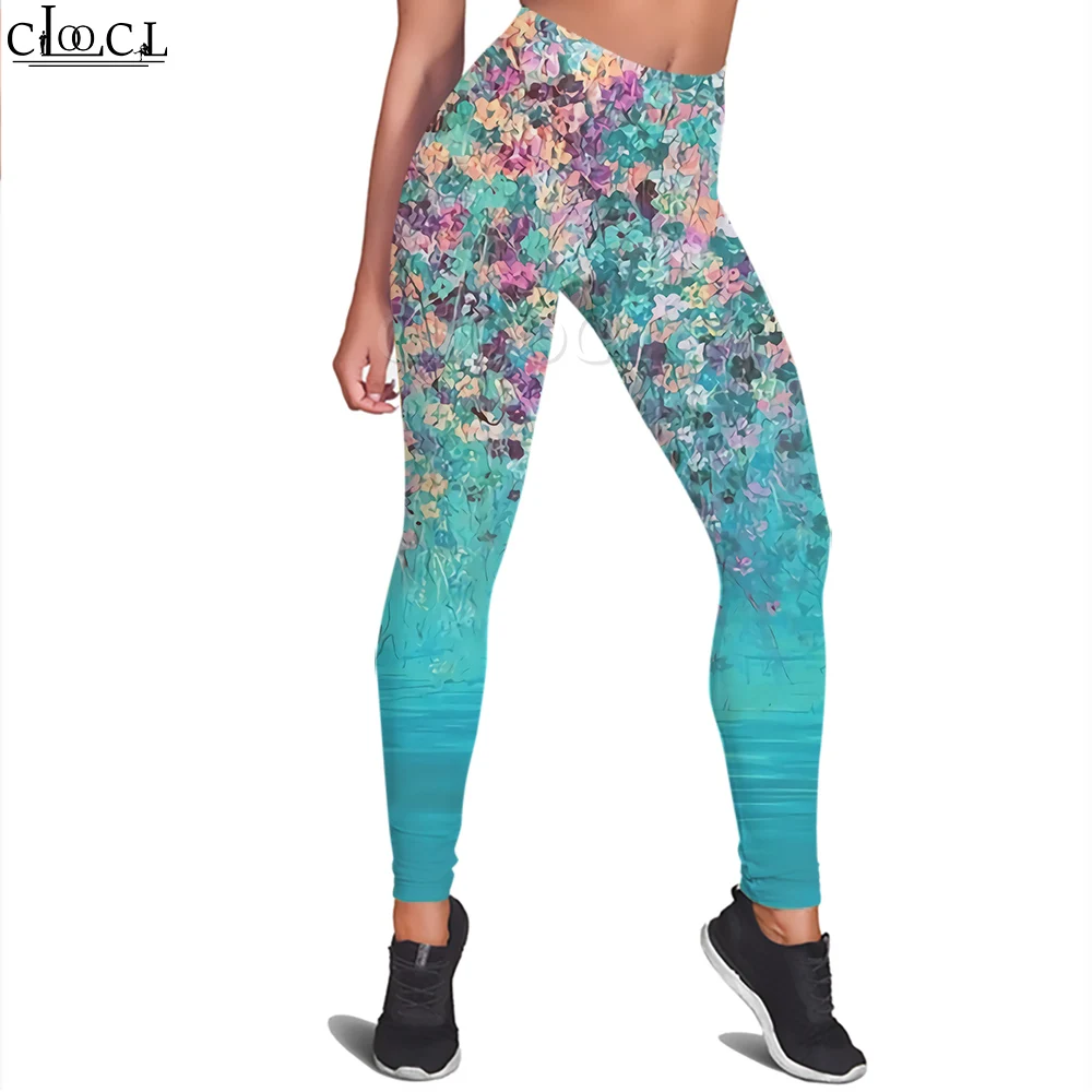 

CLOOCL Women Legging Summer Floral High Waist Elasticity 3D Legging Fashion for Outdoor Jogging Pants Push-up Leggings Women