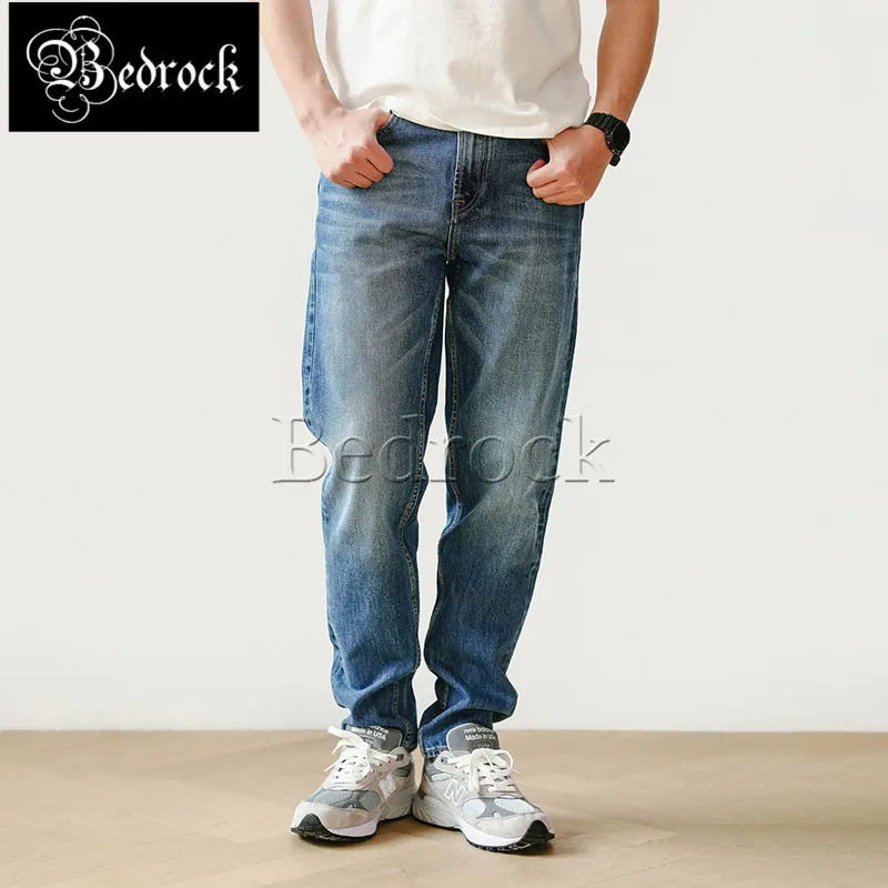 MBBCAR 14.5oz selvedge denim jeans for men vintage Korean men clothes trousers blue one washed cat whisker pencil pants 7457