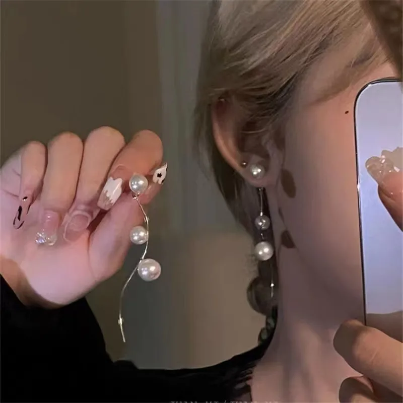 

Fashion Trend S925 Silver Needle Elegant Delicate Simple Curve Pearl Earrings Ladies Jewelry Party Gift Wholesale Direct Sales