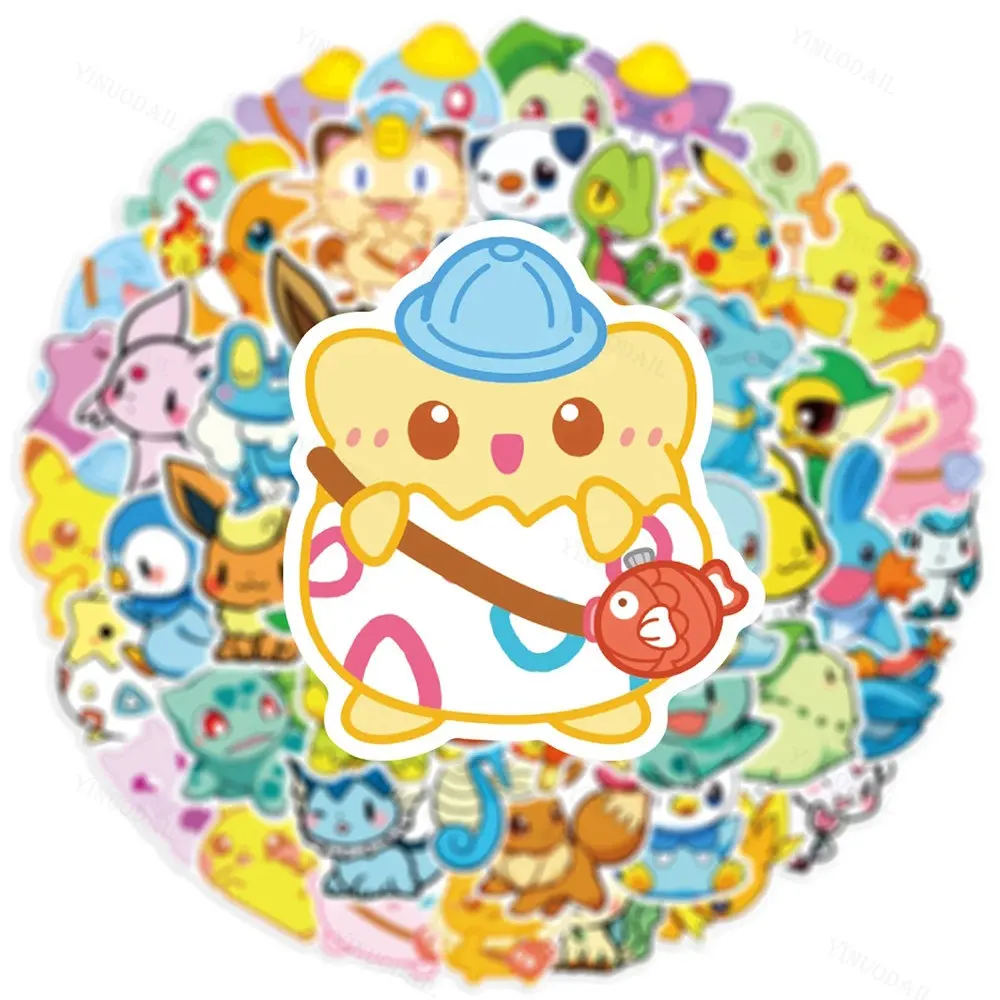 

100PCS Cute Pokemon Anime Stickers Pikachu Charmander Cartoon Decals DIY Skateboard Laptop Car Funny Kawaii Kid Sticker Toy