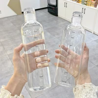 500ml portable water glass bottle for thermos girls children gym juice bubble tea bottle with time marker kitchen school tourist