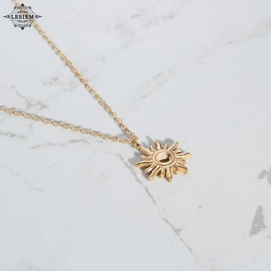 LESIEM Лидер продаж 2023 18KGP позолоченные ожерелья подвески для женщин Подсолнух