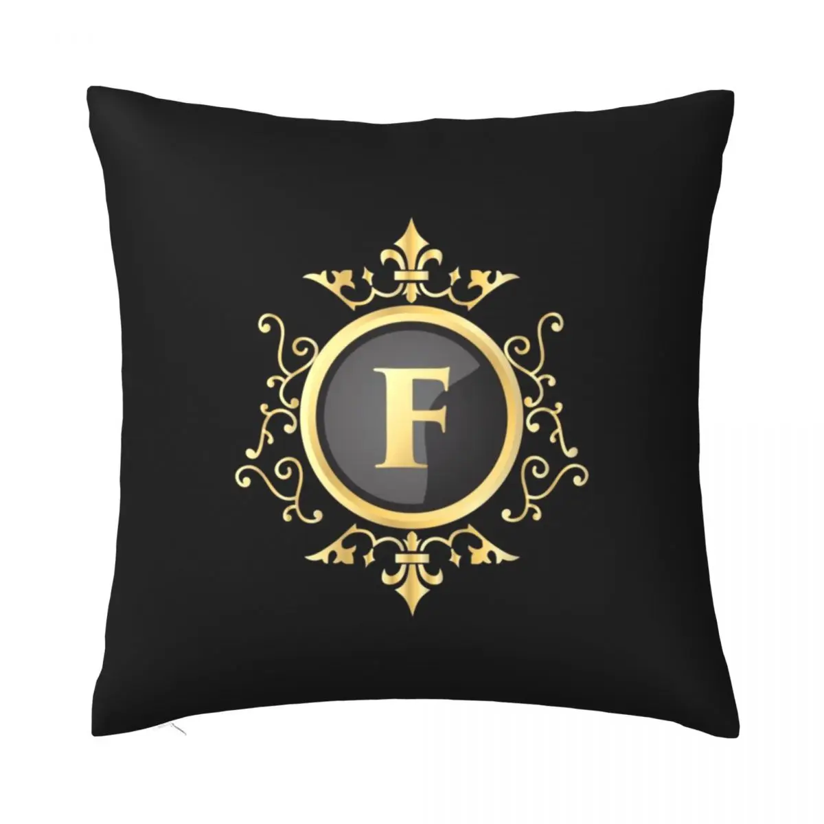 

Letter F Gold Royal Pillowcase Printed Polyester Cushion Cover Decoration Black Golden Pillow Case Cover Home Zippered 40X40cm