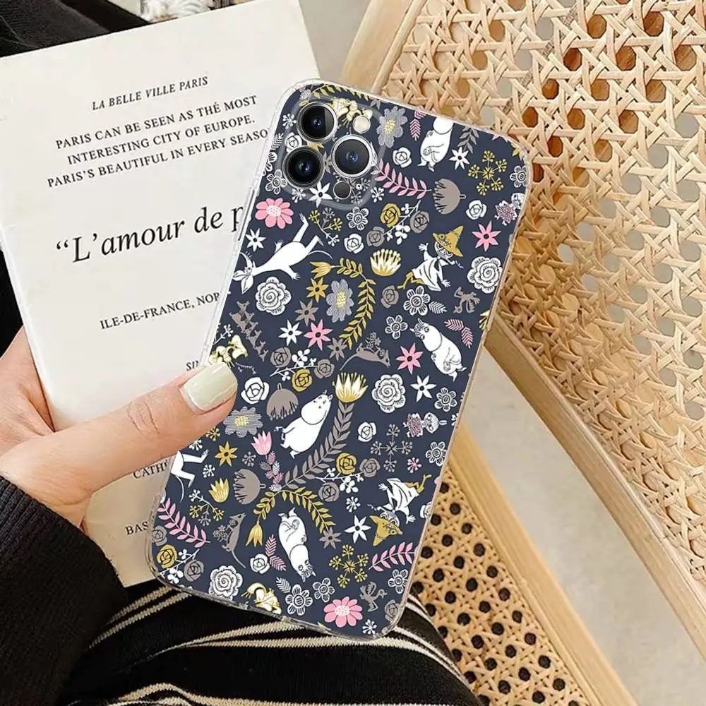 Фото Прозрачный мягкий чехол для телефона с изображением аниме M-Moomins для IPhone 15, 12, 14, 16, 17, 13 Plus 11 Pro Max 13 Pro №3