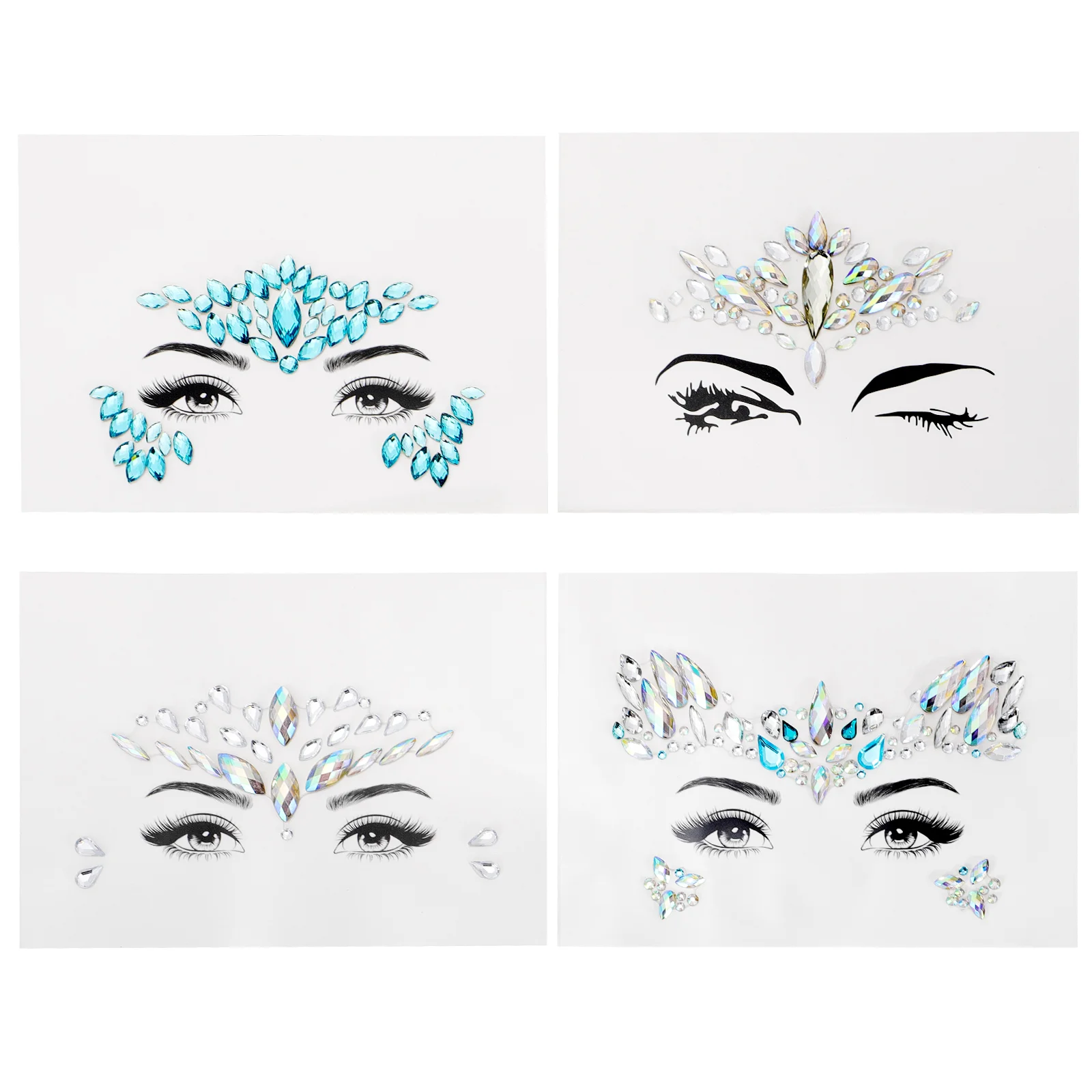 

4pcs Face Gems Rhinestone Rave Festival Face Jewels Crystal Face Stickers