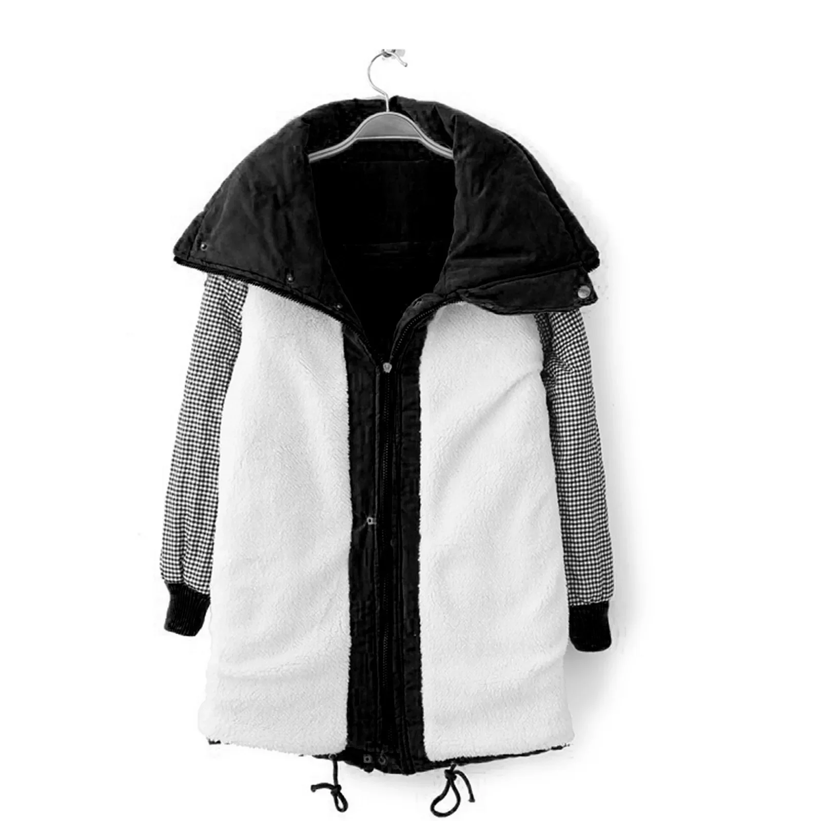 New2022 Women Warm And Velvet Waist Tooling Jacket Lapel Coat Long-sleeved Top Coat Cotton Jacket Puffer Jacket куртка женская