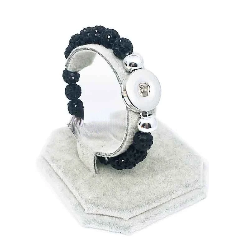 Elastic Candy Colors Expandable Stretch Crystal Beads Bracelet 18mm Snap Button Interchangeable Jewelry Bangle Bracelets