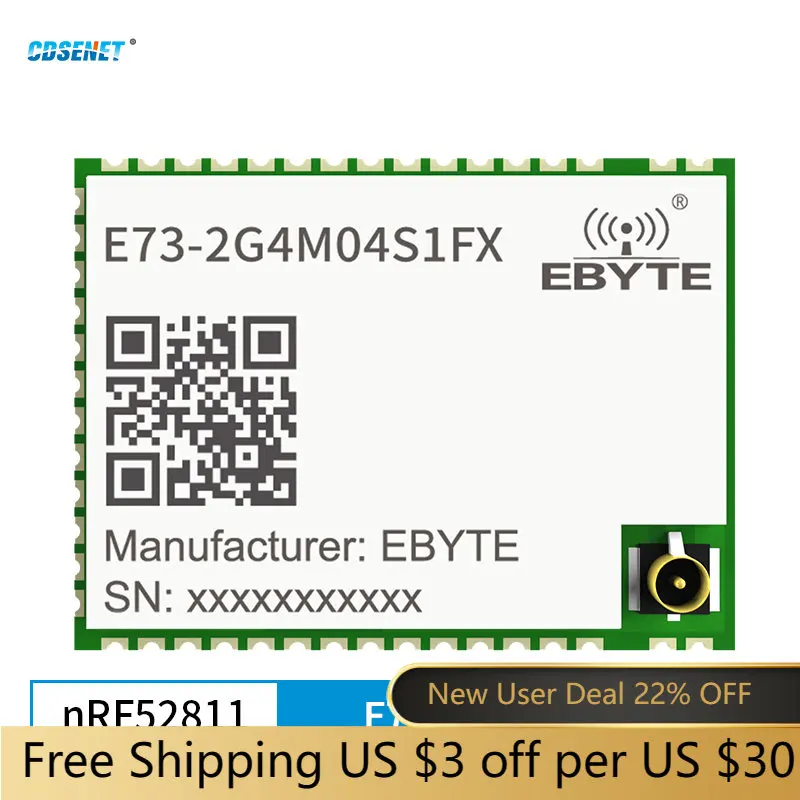 

NRF52811 Bluetooth Module Soc BLE5.1 Ipex Antenna Interface 4 dBi 120m for Smart Home Antumotive industry E73-2G4M04S1FX