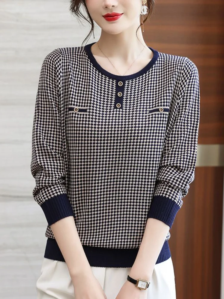 

Женский свитер с длинным рукавом, свободный трикотажный пуловер в Корейском стиле, винтажные Джемперы оверсайз, 2023