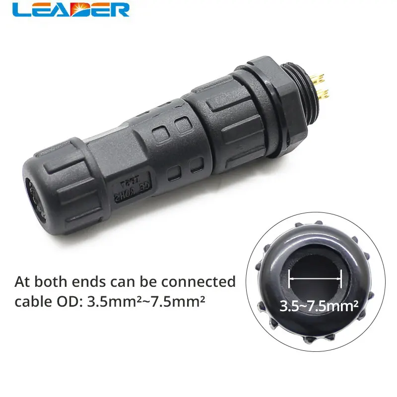 

LEADER SOLAR 50 Pair A Lot M12 Waterproof Electrical Connectors Wire To Female Panel Field Assembly 2,3,4,5,6,8 Pin for Choose