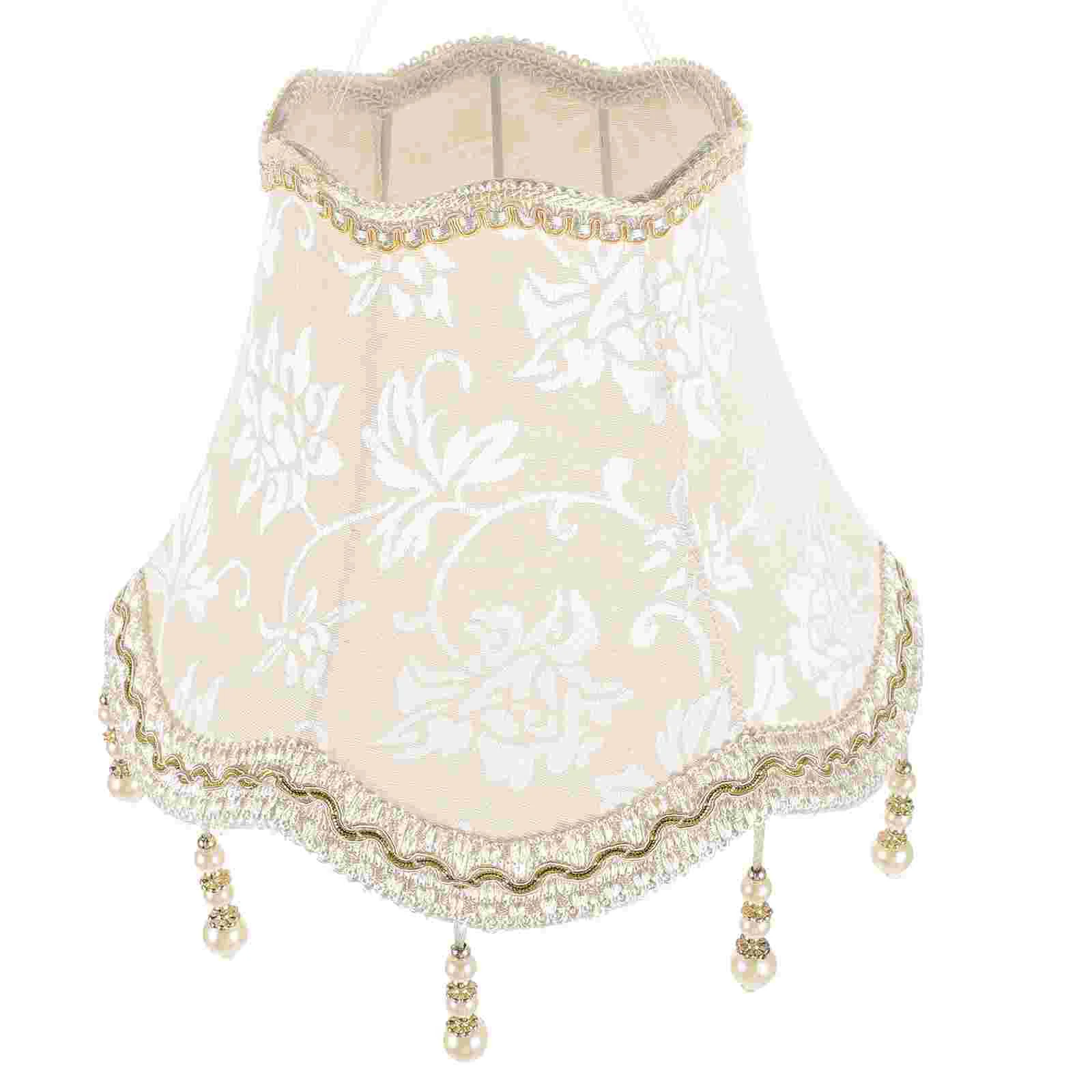 

Jacquard Lampshade Cover Table Shades Fringe Macrame Beads Decorative Cloth Old Fashioned