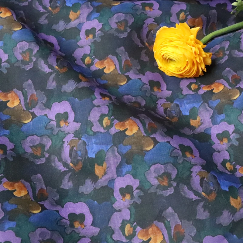 Высококачественное натуральное чистое белье из рами ткань с цифровой печатью