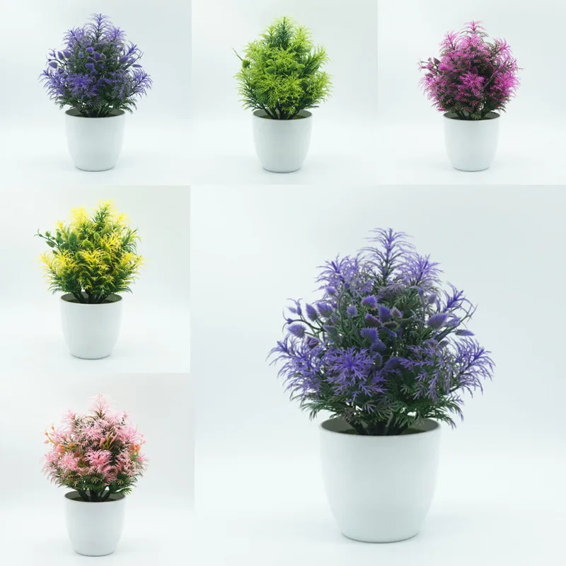 

Small Mini Simulation Plant Potted Artificial Bonsai Desktop Fake Plastic Flower Ornaments For Home Office Hotel Decoration