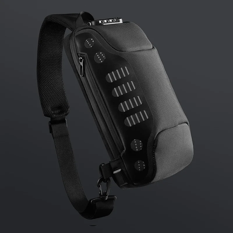 OZUKO new waterproof men's chest bag trendy fashion sloping shoulder bags men's sports tide brand business chest bags