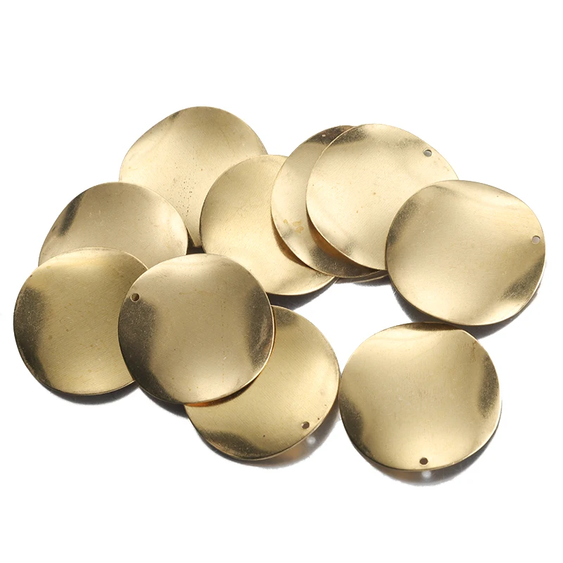 

10Pcs/Lot Raw Brass Curved Tags Round Disc 30mm Circle Charms Pendant Findings For Diy Handmade Jewelry Earrings Necklace Making