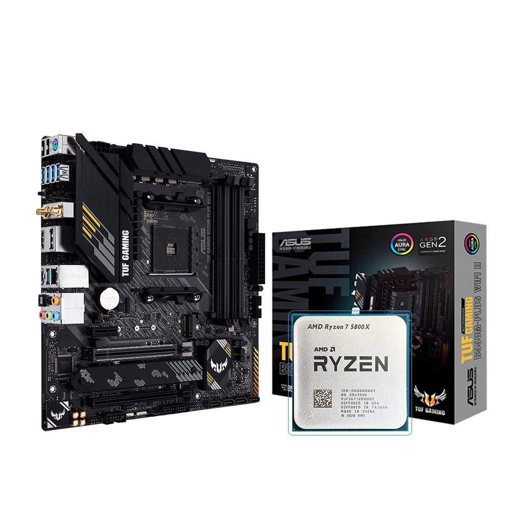AMD New Ryzen 7 5800X R7 5800X CPU + ASUS TUF GAMING B550M PLUS (WI-FI) II Motherboard Set Socket AM4 DDR4 Processor Motherboard