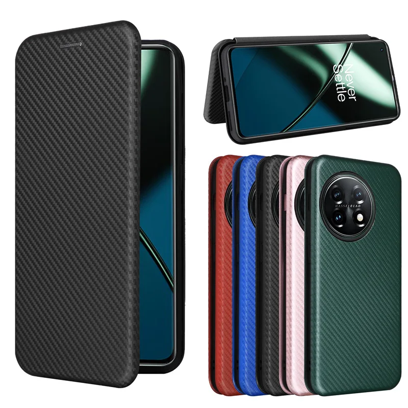 

Carbon Fiber Texture Flip Case for Oneplus 11 Premium Leather Anti-Anti-fingerprint Case Cover for Oneplus 11 with Card Slot